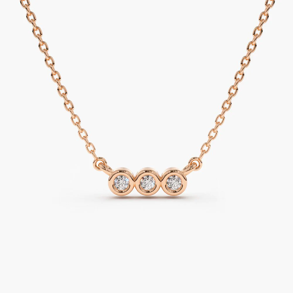 14K Solid Gold Bezel Set Diamond Necklace view 5
