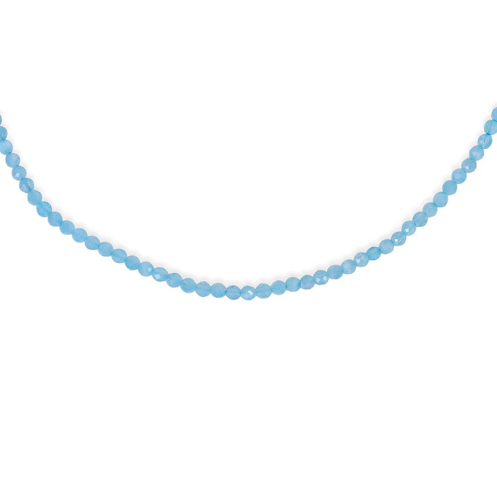 14K Solid Gold Aquamarine Beaded Necklace