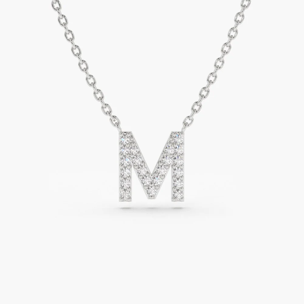 14K Solid Gold Diamond Initial Necklace view 2