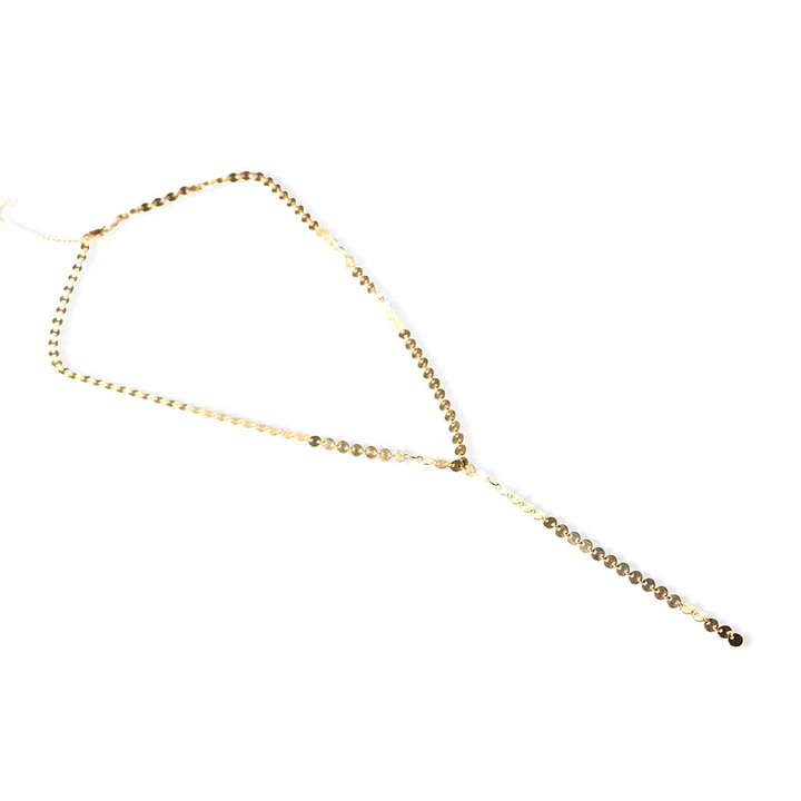 14K Solid Gold Lariat Necklace