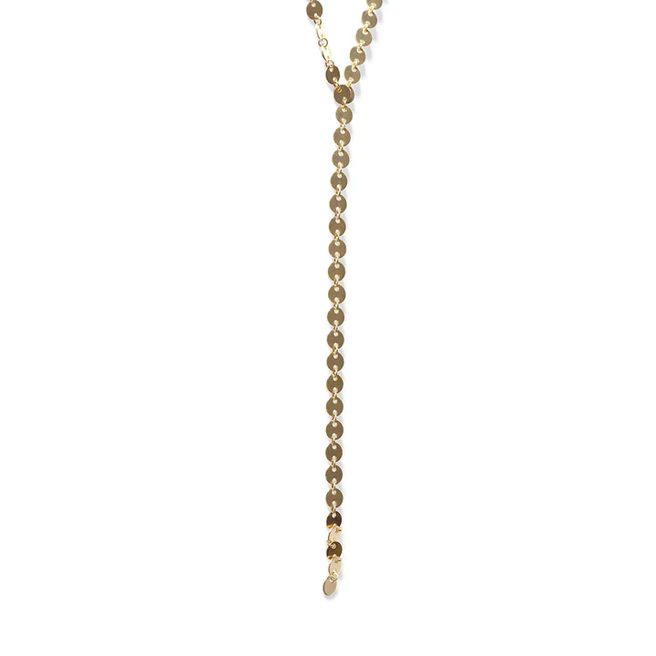 14K Solid Gold Lariat Necklace view 2