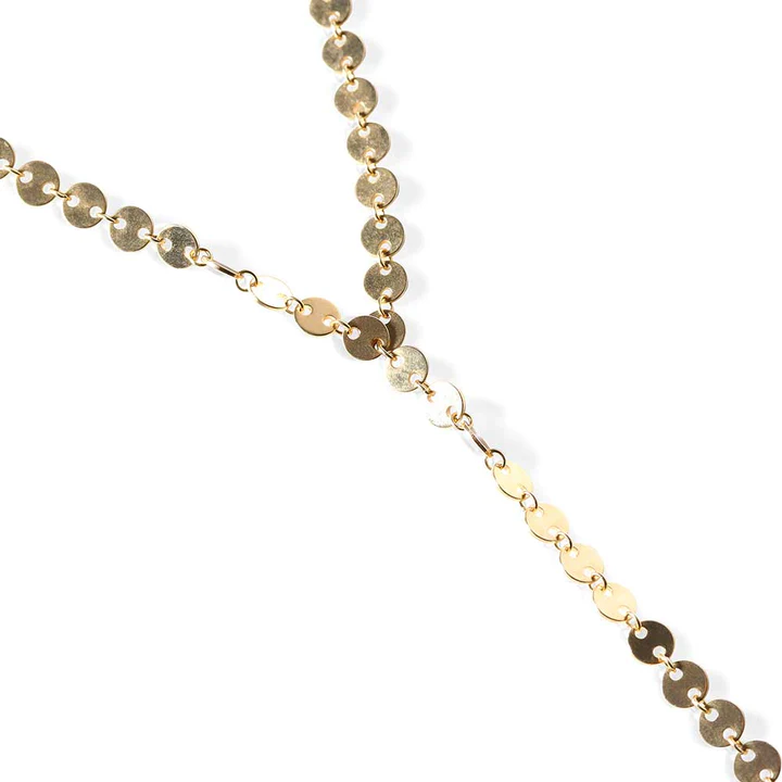 14K Solid Gold Lariat Necklace view 4