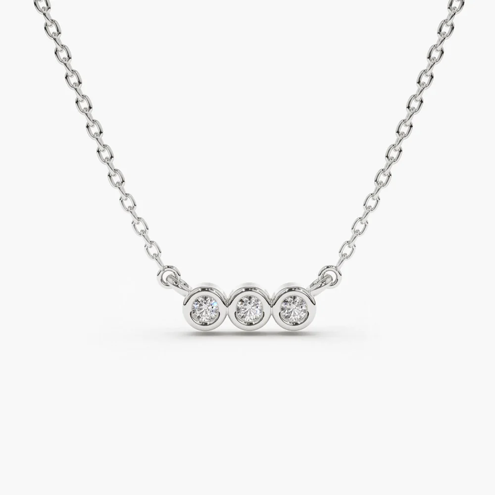 14K Solid Gold Bezel Set Diamond Necklace view 6