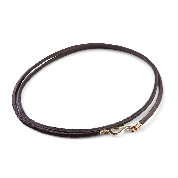 14K Solid Gold Anastasia Boho Suede Wrap Necklace
