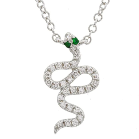 14K Solid Gold Diamond Snake Necklace view 3