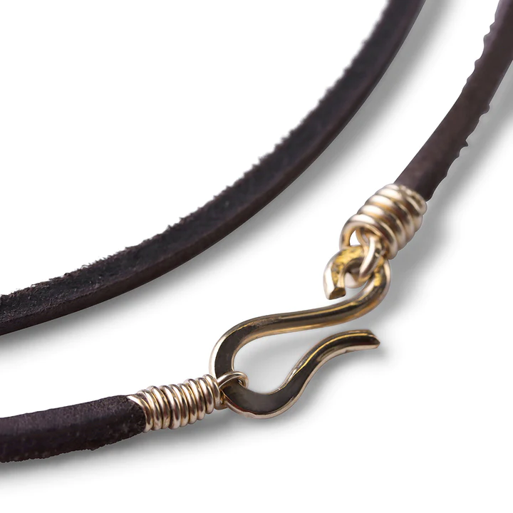 14K Solid Gold Anastasia Boho Suede Wrap Necklace view 4