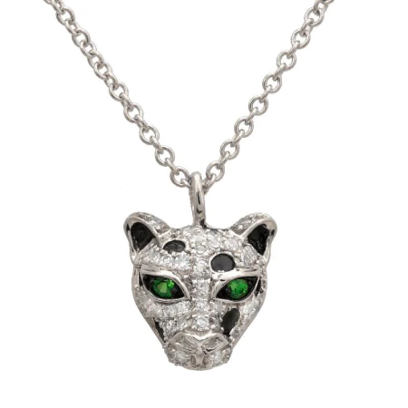 14K Solid Gold Diamond Jaguar Necklace view 2