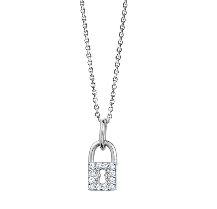 14K Solid Gold Diamond Love Lock Necklace view 3