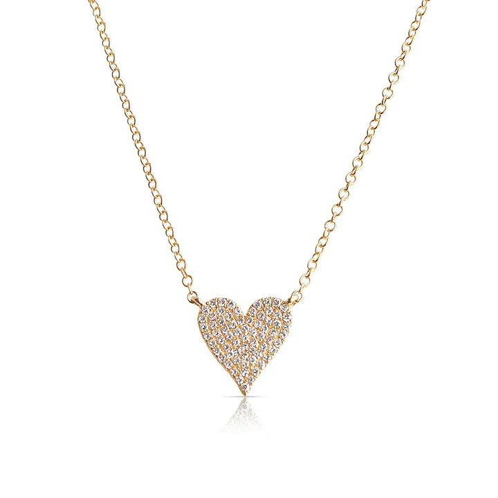 14K Solid Gold Mini Diamond Heart Necklace
