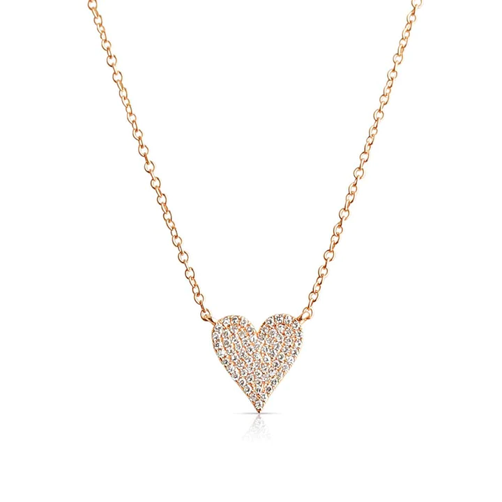 14K Solid Gold Mini Diamond Heart Necklace view 2