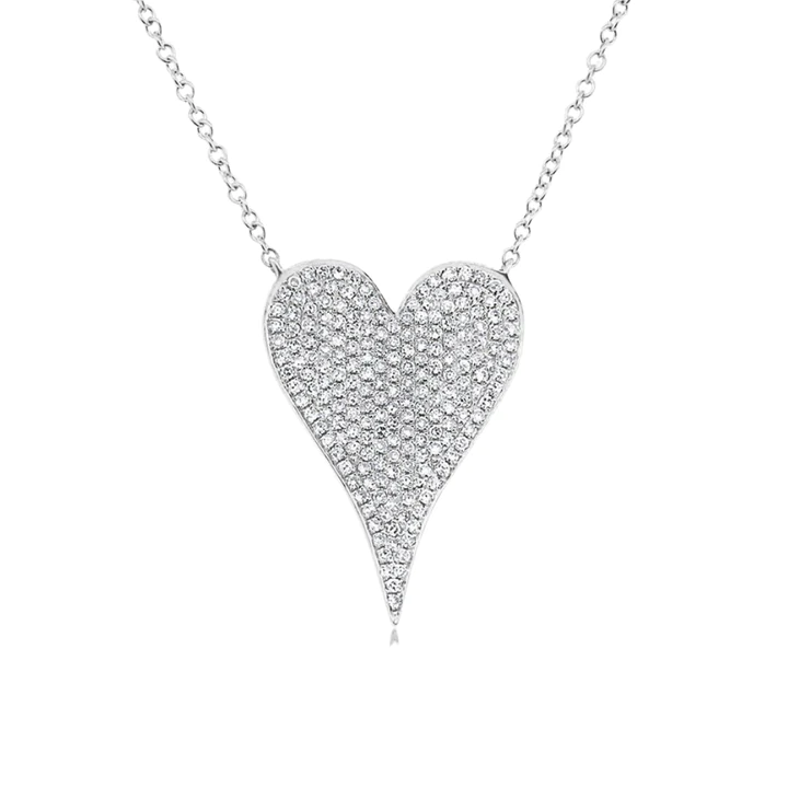 14K Solid Gold Large Diamond Heart Necklace view 2