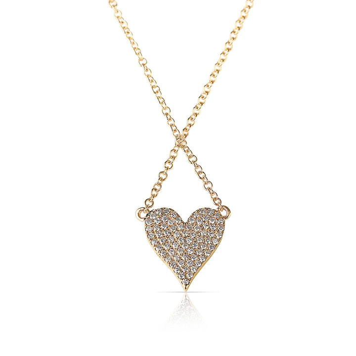 14K Solid Gold Reversible White Diamond And Emerald Heart Necklace view 2