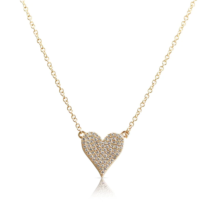 14K Solid Gold Reversible White Diamond And Blue Sapphire Heart Necklace view 4