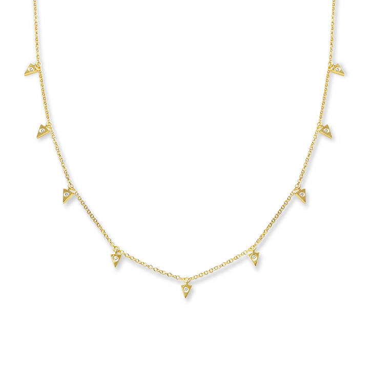 14K Solid Gold Diamond Triangle Choker
