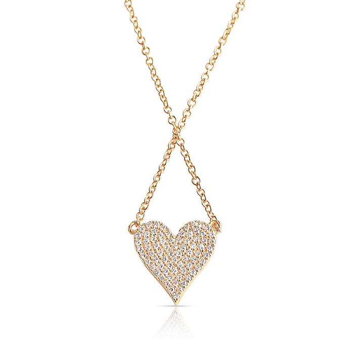 14K Solid Gold Reversible White And Black Diamond Heart Necklace view 5