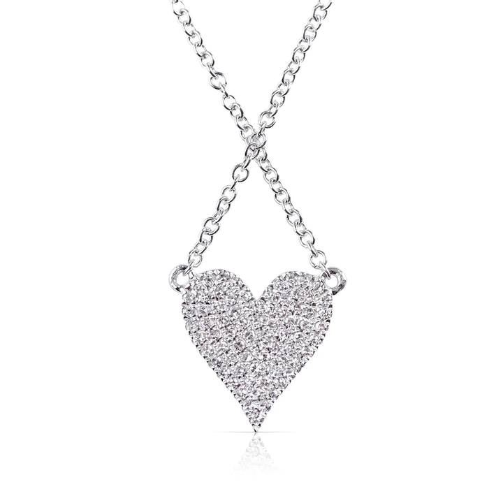 14K Solid Gold Reversible White And Black Diamond Heart Necklace view 6