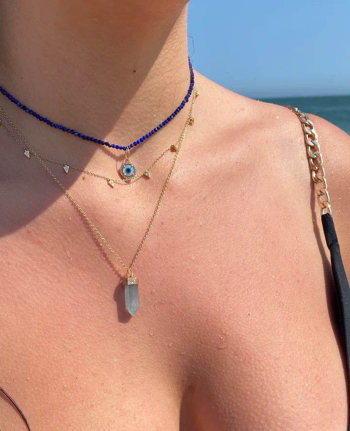 14K Solid Gold Diamond Triangle Choker view 3