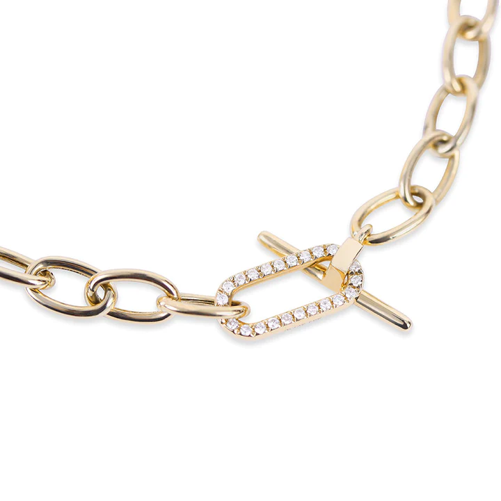 14K Gold With Diamond Link Toggle Bracelet view 2