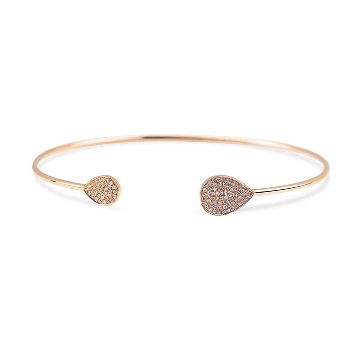 14K Solid Gold Raindrop Cuff Bracelet