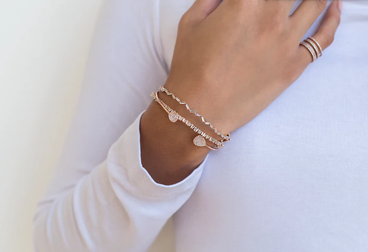 14K Solid Gold Raindrop Cuff Bracelet view 2