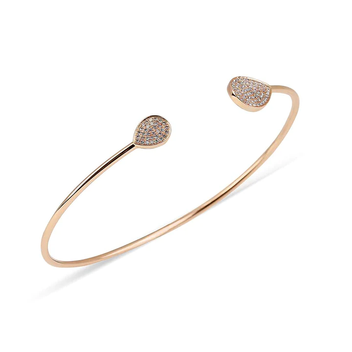 14K Solid Gold Raindrop Cuff Bracelet view 3