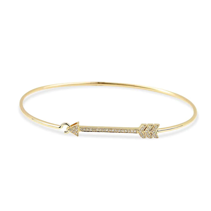 14K Solid Gold Diamond Arrow Latch Bracelet