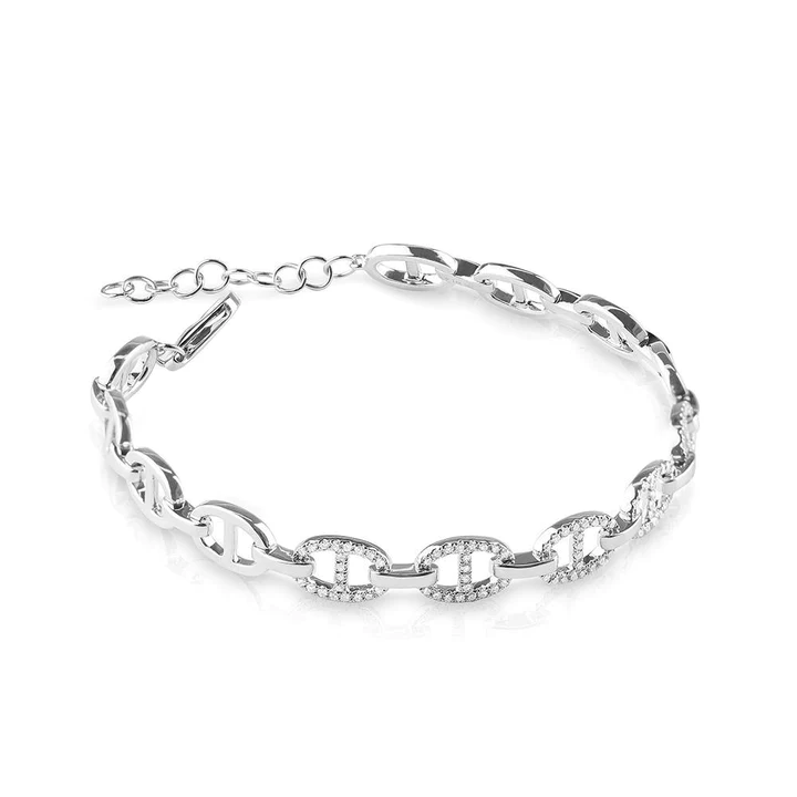 14K Solid Gold Diamond Equestrian Link Bracelet