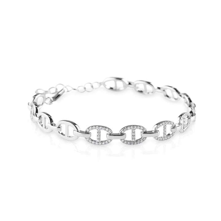 14K Solid Gold Diamond Equestrian Link Bracelet view 4