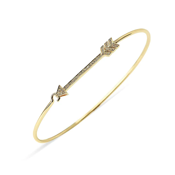 14K Solid Gold Diamond Arrow Latch Bracelet view 5