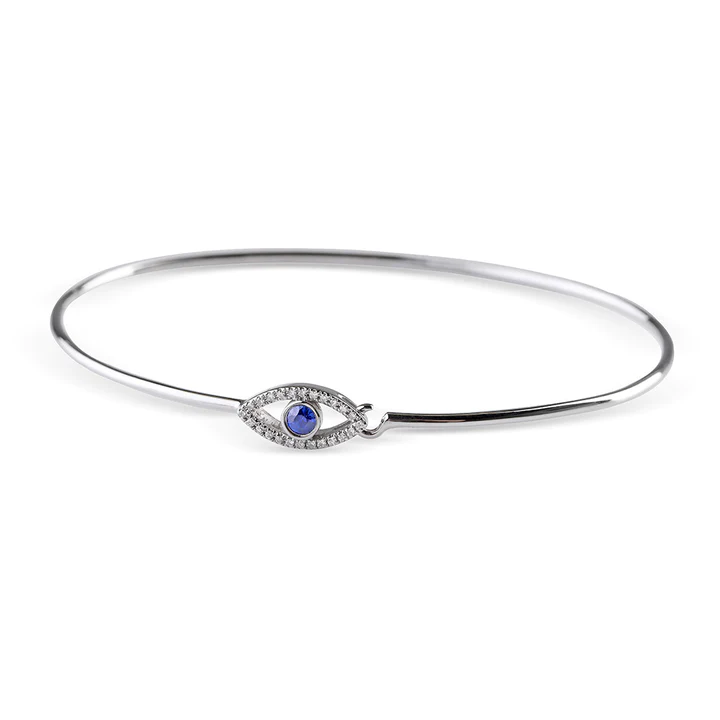 14K Solid Gold Open Evil Eye Latch Bracelet view 3