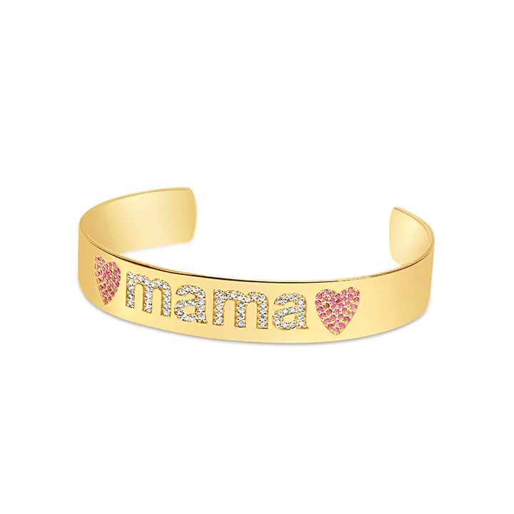 14K Solid Gold Personalized Diamond Letter Cuff Bracelet view 2