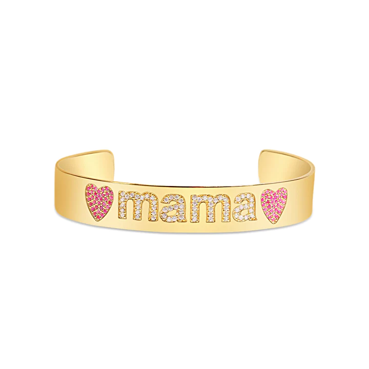 14K Solid Gold Personalized Diamond Letter Cuff Bracelet view 3