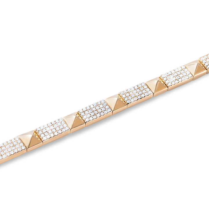 14K Solid Gold Pyramid Diamond Stud Bracelet view 3