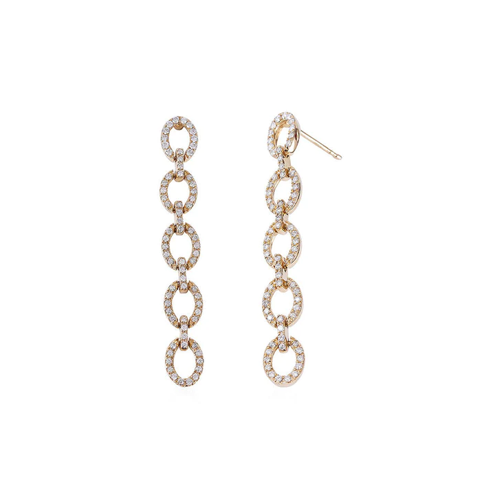 14K Solid Gold oval Diamond danglers