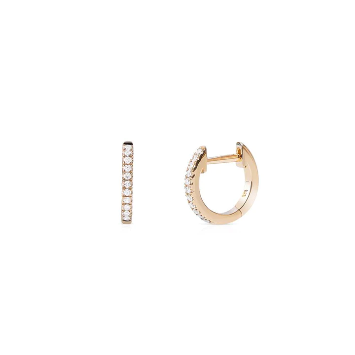 14K Solid Gold Gigi Single Row Diamond Huggies