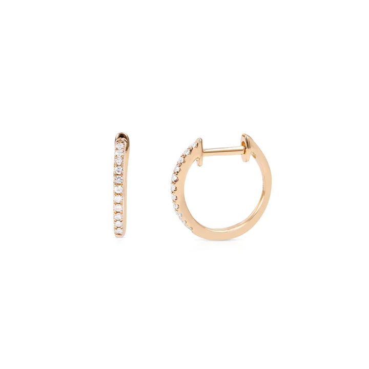 14K Solid Gold Gigi Single Row Diamond Huggies view 3