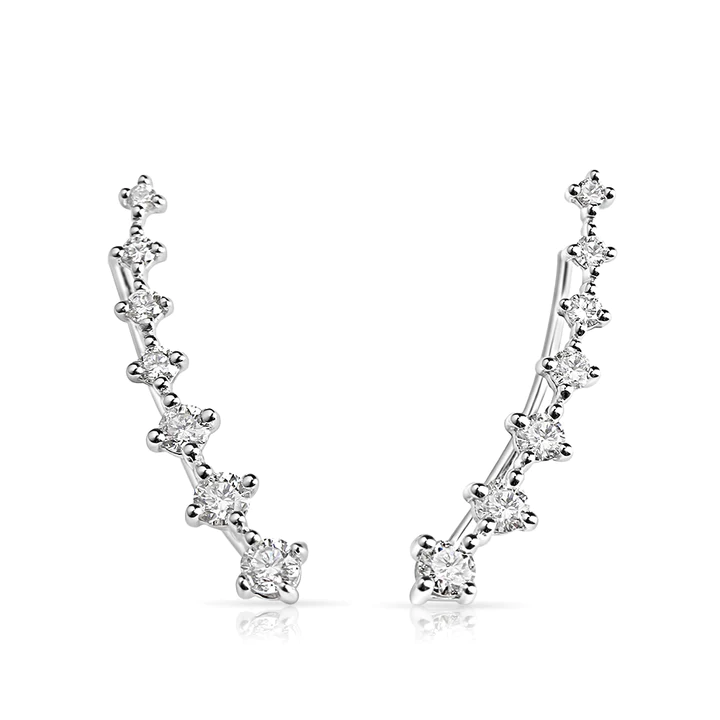 14K Solid Gold Ivy Diamond Climber Earrings
