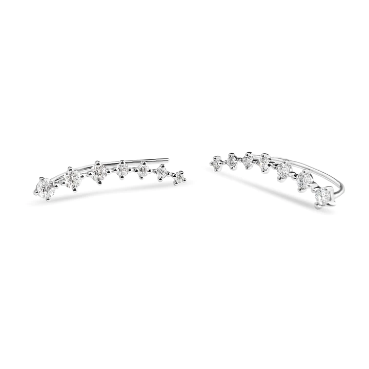 14K Solid Gold Ivy Diamond Climber Earrings view 2