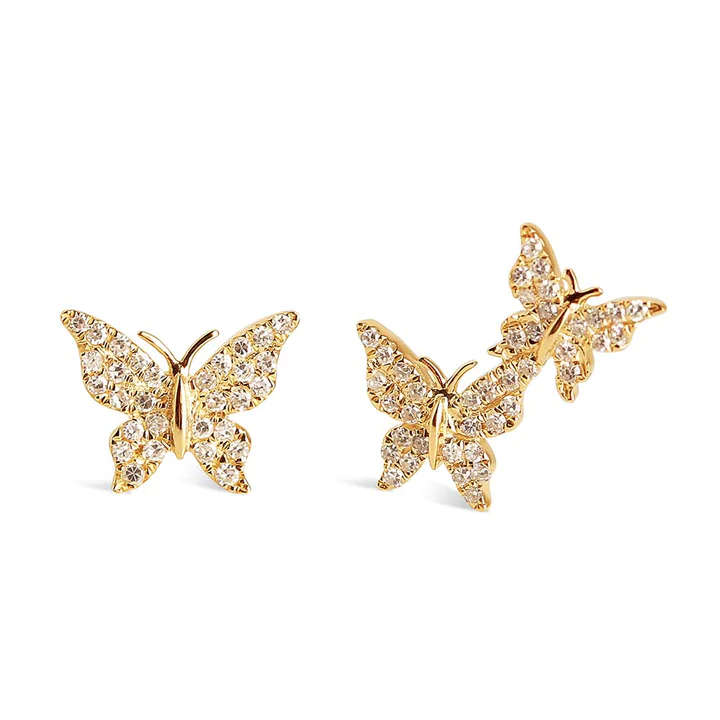 14K Solid Gold Ally Butterfly Diamond Earrings