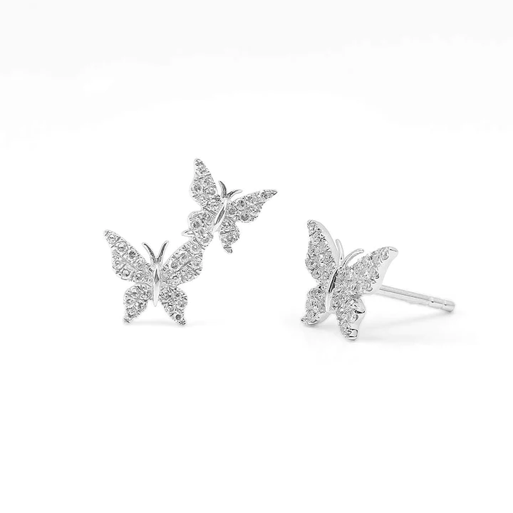 14K Solid Gold Ally Butterfly Diamond Earrings view 2