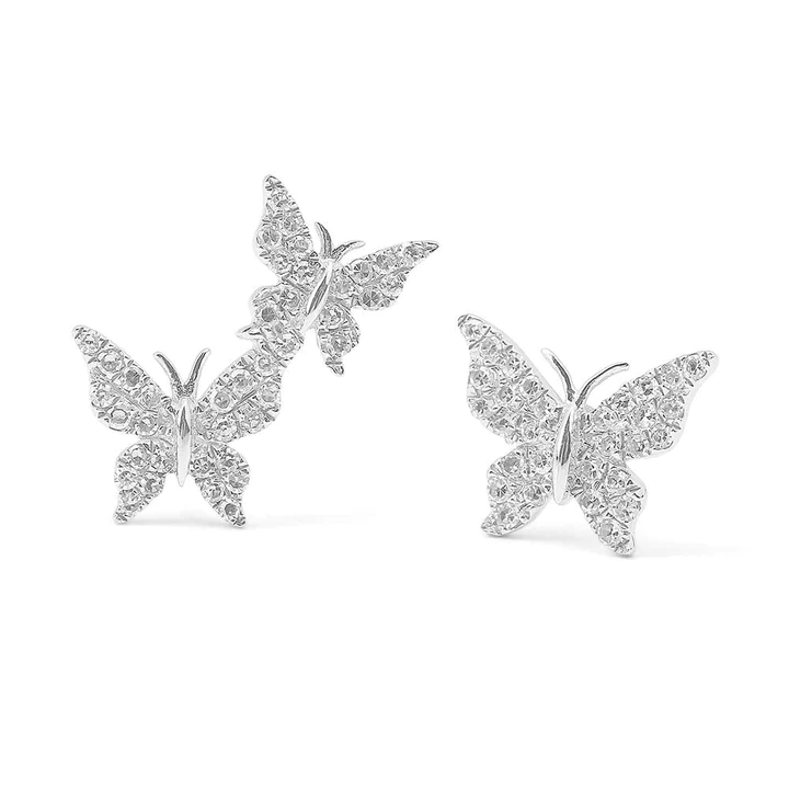14K Solid Gold Ally Butterfly Diamond Earrings view 4