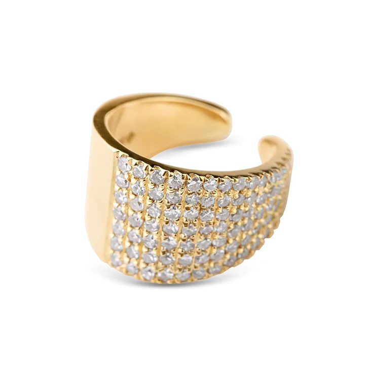 14K Solid Gold Roxy Ear Cuff With Diamonds