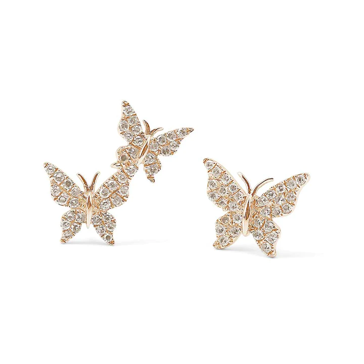 14K Solid Gold Ally Butterfly Diamond Earrings view 5
