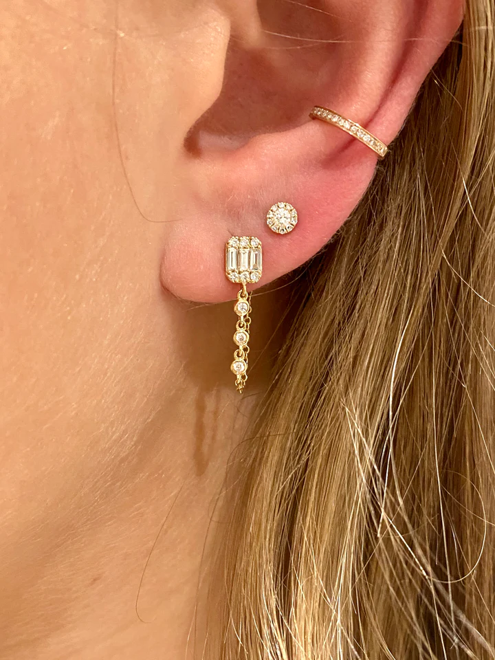14K Solid Gold Angelica Diamond Chain Earrings view 2
