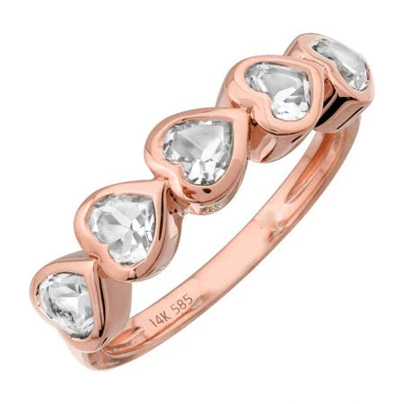 14K Solid Gold Bezel Set Topaz Heart Ring