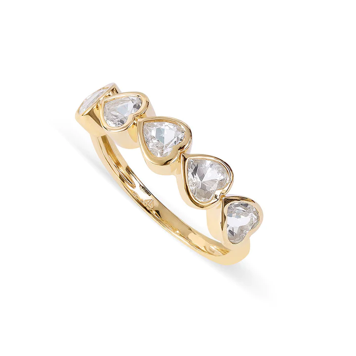 14K Solid Gold Bezel Set Topaz Heart Ring view 4