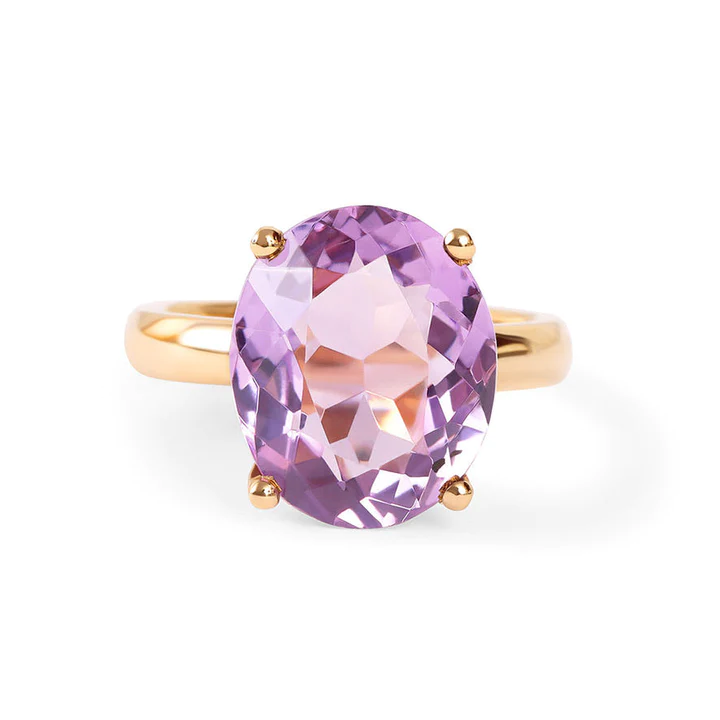 14K Solid Gold Amethyst Candy Cocktail Ring