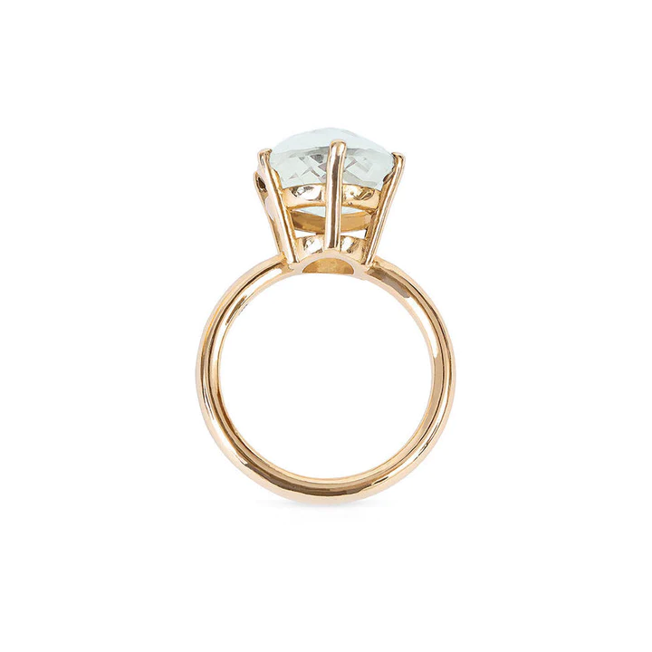 14K Solid Gold Light Green Quartz Candy Cocktail Ring view 2