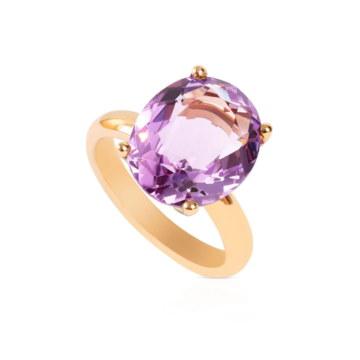 14K Solid Gold Amethyst Candy Cocktail Ring view 2