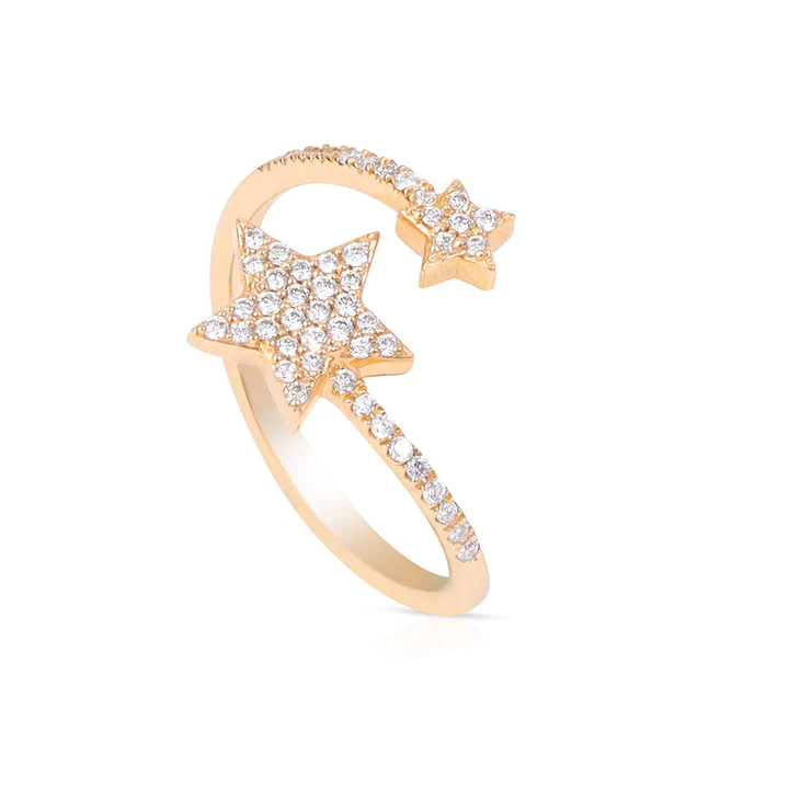 14K Solid Gold Diamond Shooting Star Wrap Ring view 2